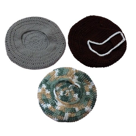 NEW Handmade Hand-knit Warm Wool Hats Women Multicolor Colors Lot of 3 - Picture 2 of 9